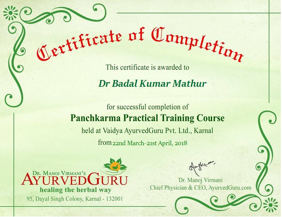 panchkarma training certificate
